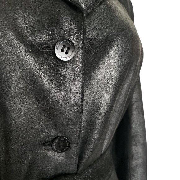 Burberry Leather Belted Jacket Black Leather BURBERRY London Coat Size S - 38 - Picture 13 of 16